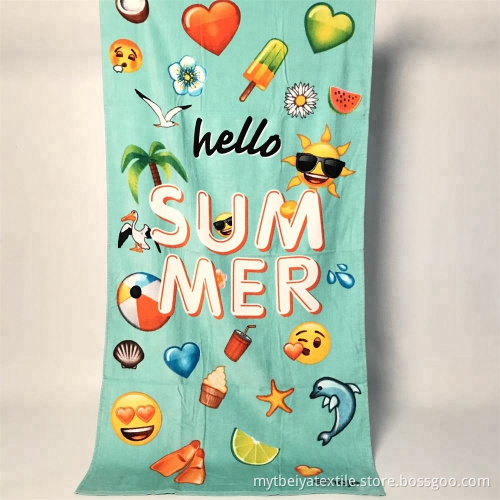 Digital Print Cotton Emoji Unicorn Beach Towel